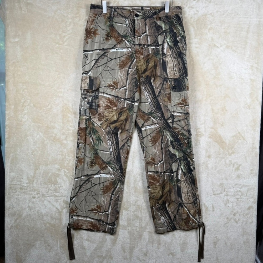Guide‎ Series Realtree Camo Cargo Pants Mens M Brown Green Tree Print Drawstring
